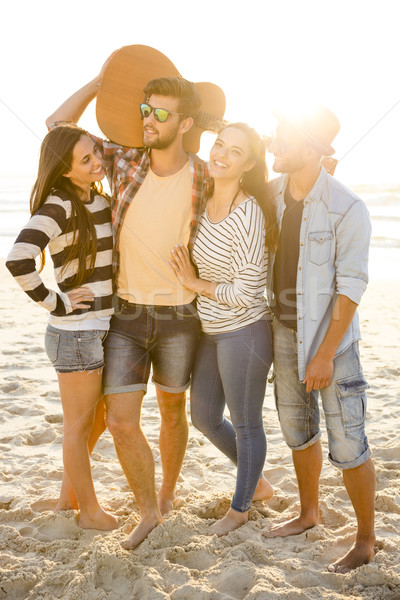 Stock foto: Besten · Sommer · Freunde · Strand · zusammen