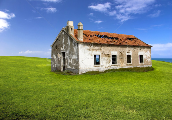 Abandonné maison vieux belle vert prairie Photo stock © iko