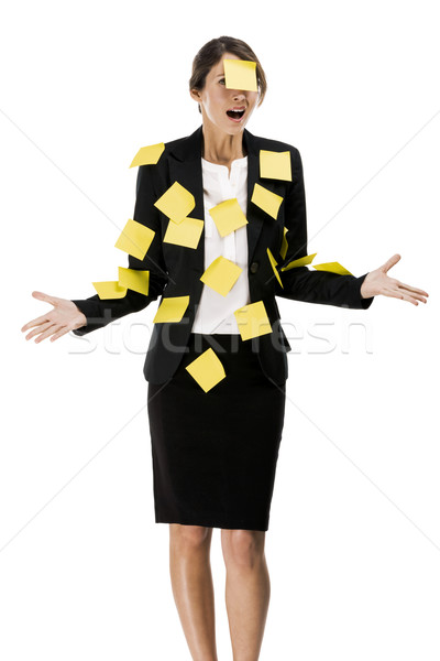 Woman with yellow paper notes Stock photo © iko