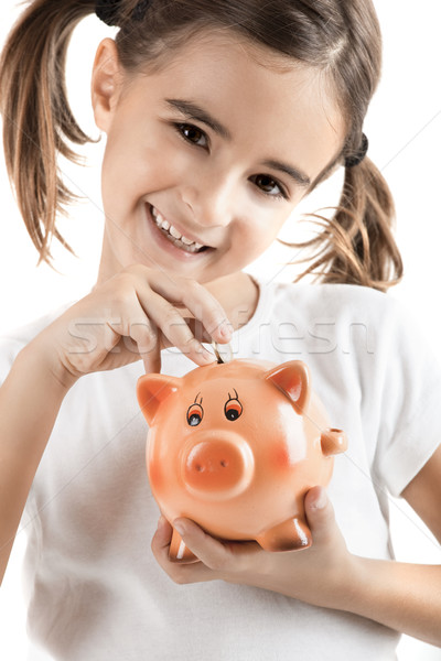 Foto stock: Nina · uno · euros · moneda