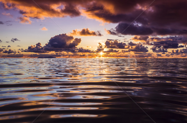 Zonsondergang kleuren Seychellen mooie strand natuur Stockfoto © iko