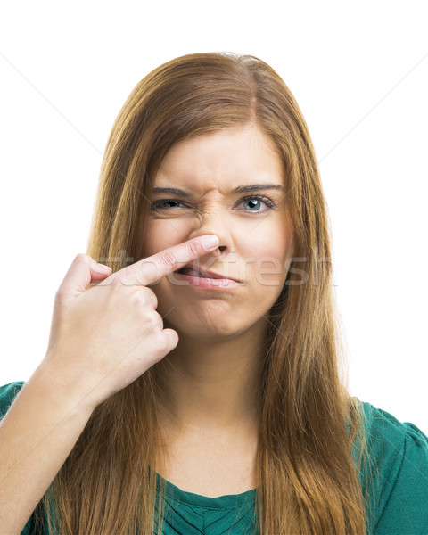 Beautiful young woman touching the nose Stock photo © iko