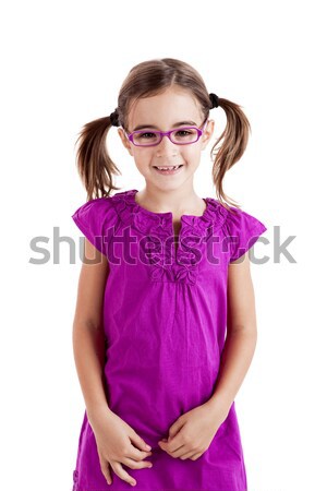 Menina óculos beautiful girl isolado branco Foto stock © iko