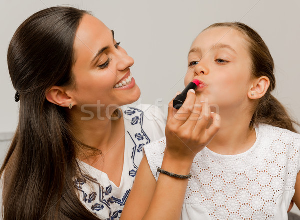 Mère fille jouer rouge à lèvres femme [[stock_photo]] © iko