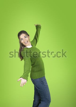 Jeunes heureux femme vert fille printemps [[stock_photo]] © iko