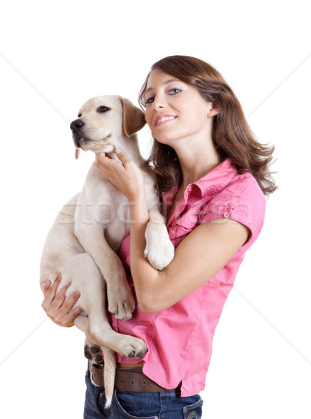 Foto stock: Menina · melhor · amigo · belo · mulher · jovem · bonitinho