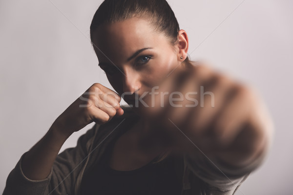 Zaman atış güzel genç kadın kickboks Stok fotoğraf © iko