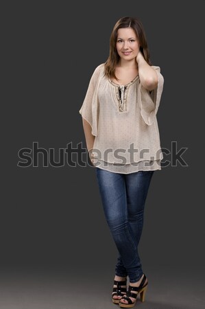 Moda mujer hermosa posando gris Foto stock © iko