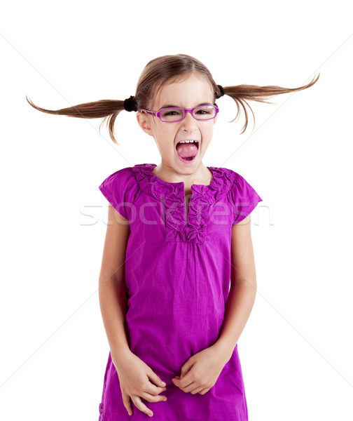 Włosy powietrza cute dziewczyna odizolowany biały Zdjęcia stock © iko