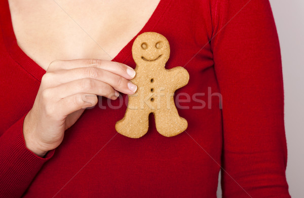 Stock foto: Lebkuchen · Cookie · Liebe · weiblichen · Hand · halten