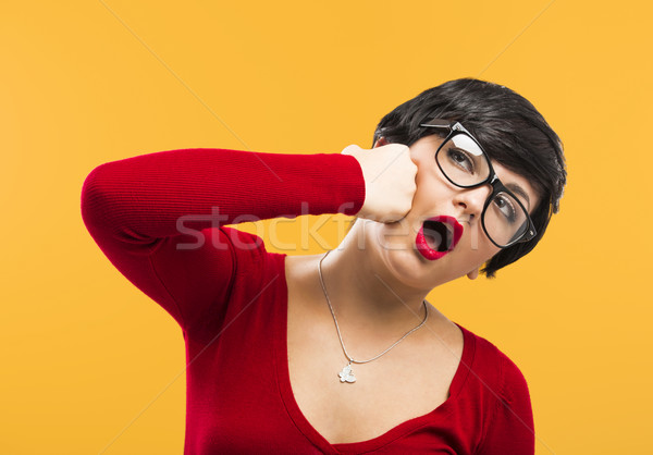Girl punching himself Stock photo © iko
