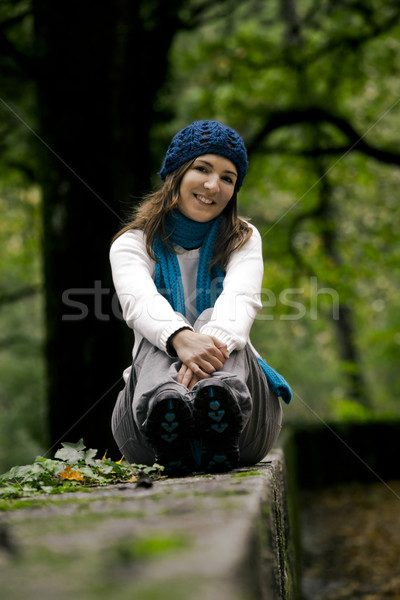 Happy young woman in nature Stock photo © iko