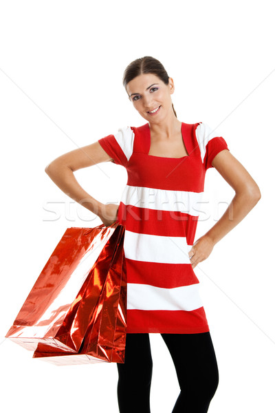 女子 購物袋 美麗 快樂 年輕女子 商業照片 © iko