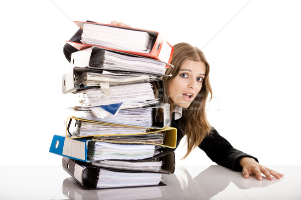Business woman przepracowany biuro odizolowany biały działalności Zdjęcia stock © iko