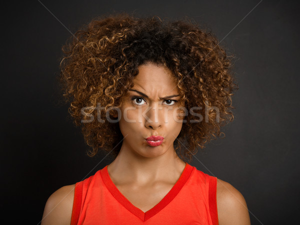Gyanús portré gyönyörű afroamerikai nő arc Stock fotó © iko