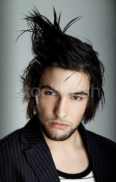 Foto stock: Peinado · guapo · joven · moderna · cara · moda