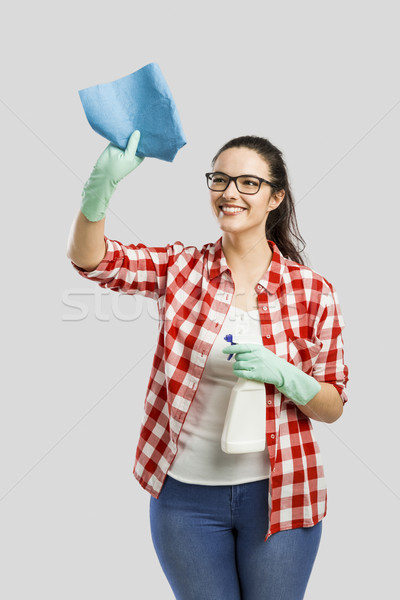 ハウスキーピング きれいな女性 着用 手袋 洗浄 スプレー ストックフォト © iko
