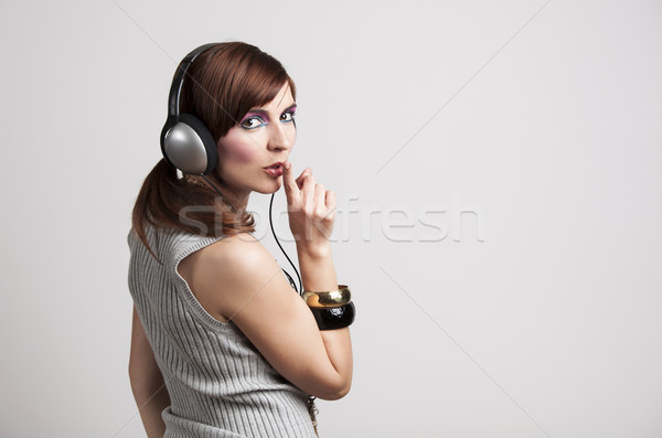 Foto stock: Escuchar · música · estudio · moda · retrato