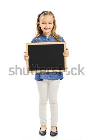 Dziewczyna Tablica cute dziewczynka odizolowany Zdjęcia stock © iko