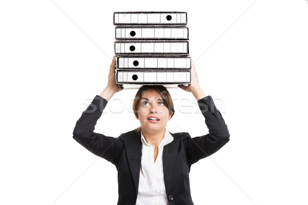 Business woman carying folders Stock photo © iko