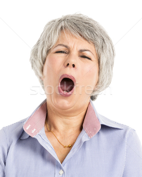 Alszik portré idős nő álmosság nő arc Stock fotó © iko