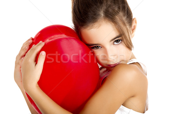 Stock photo: Girl with a red balloon