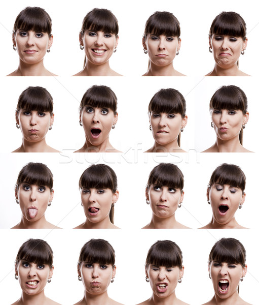 Többszörös kifejezések közelkép portrék nő különböző Stock fotó © iko