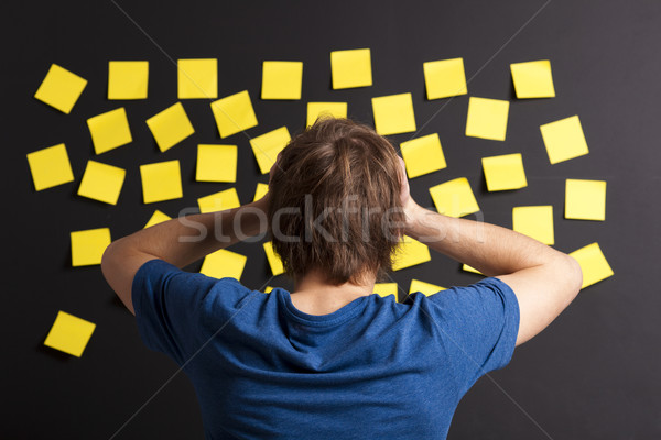 Néz citromsárga fiatal diák stressz tábla Stock fotó © iko