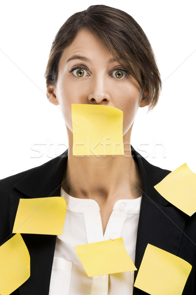 Woman with yellow paper notes Stock photo © iko