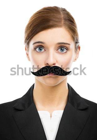 Beautiful woman with a moustache Stock photo © iko