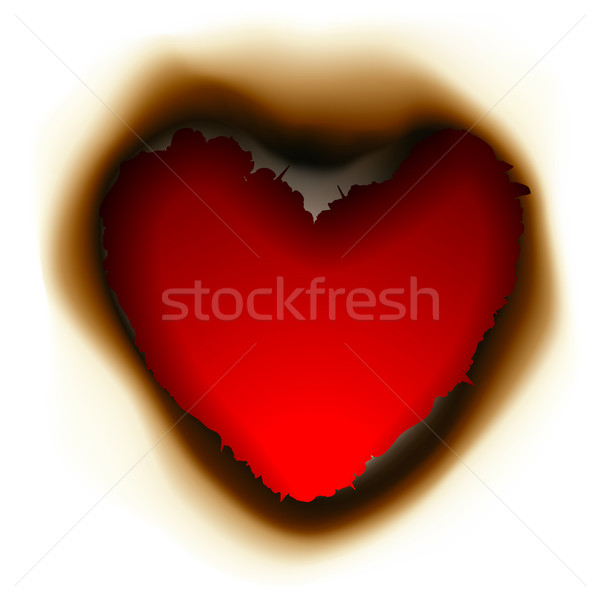 Burnt hole in shape of heart Stock photo © ikopylov