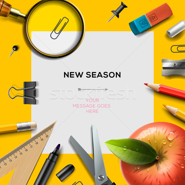 New school season template with office supplies Stock photo © ikopylov