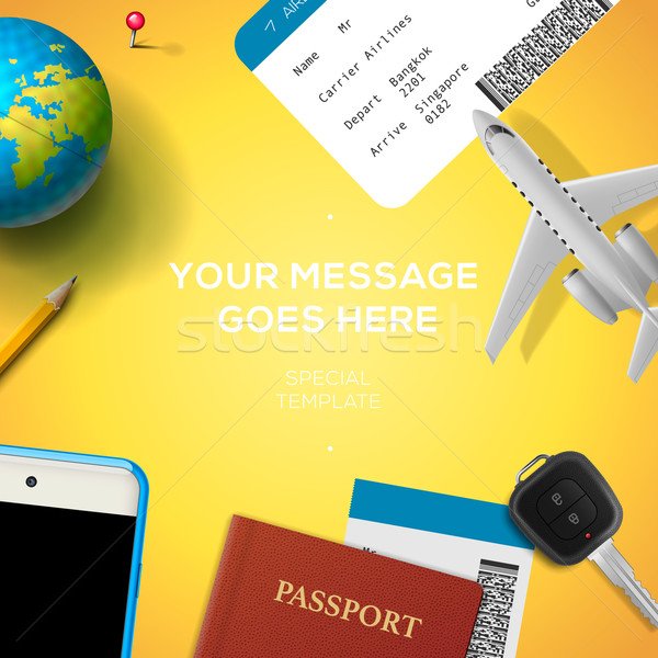 Előkészítés utazás telefon jegy útlevél okostelefon Stock fotó © ikopylov