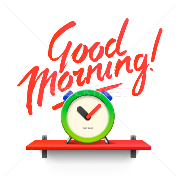 Good Morning. Workspace mock up with analog alarm clock Stock photo © ikopylov
