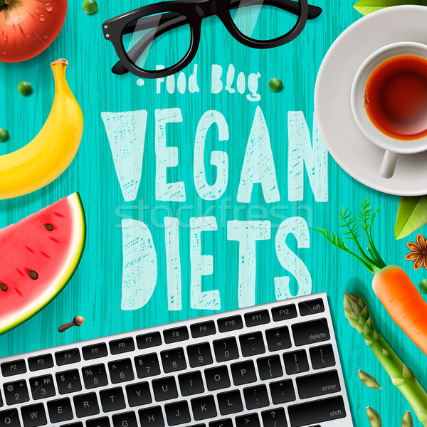 Vegan diet, blogging vegetarian healthy food Stock photo © ikopylov