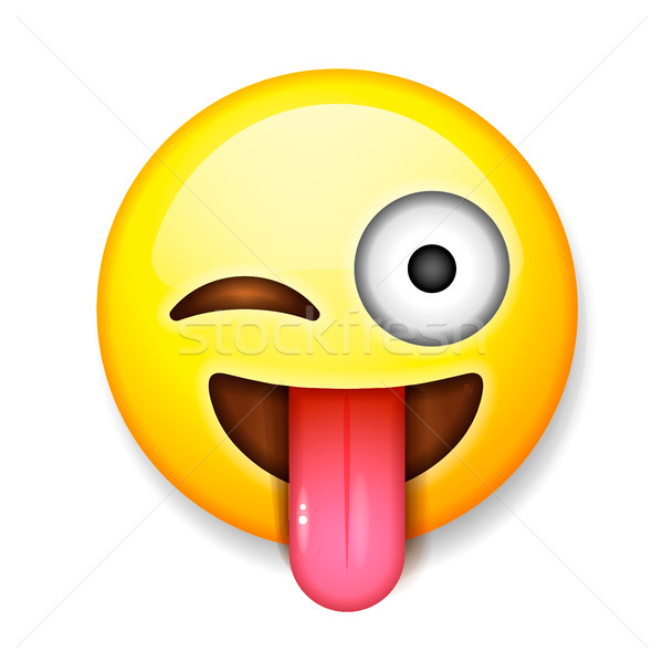 Emoji, smiling face with stuck-out tongue and winking eye Stock photo © ikopylov