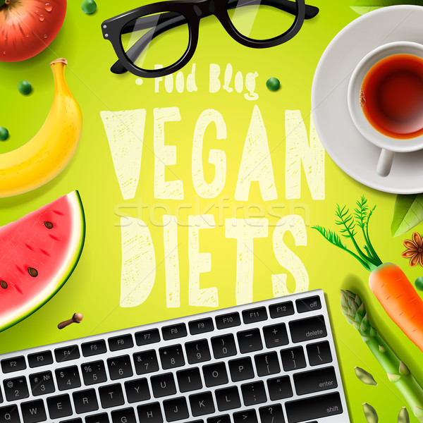 Veganistisch dieet bloggen vegetarisch gezonde voeding organisch Stockfoto © ikopylov
