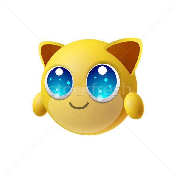 Cute animal emoji with big eyes, cartoon character, isolated background Stock photo © ikopylov