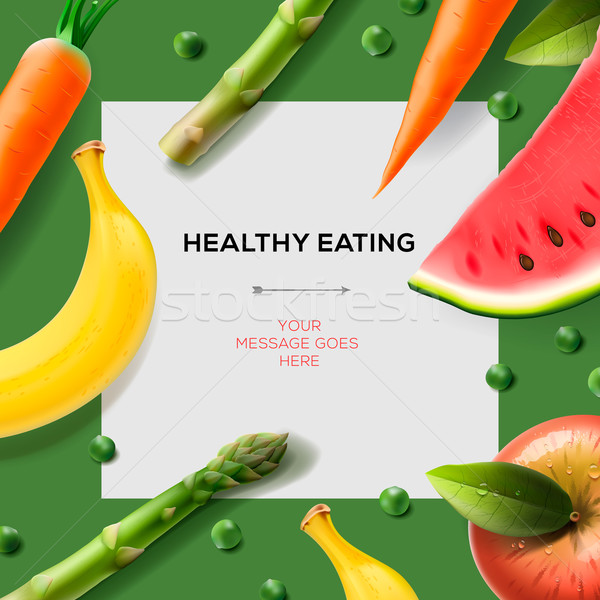 Healthy eating template with fruits and vegetables Stock photo © ikopylov