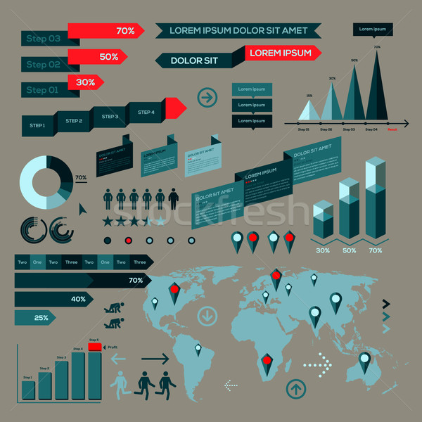 Foto d'archivio: Set · infografica · elementi · mappa · del · mondo · informazioni · grafica