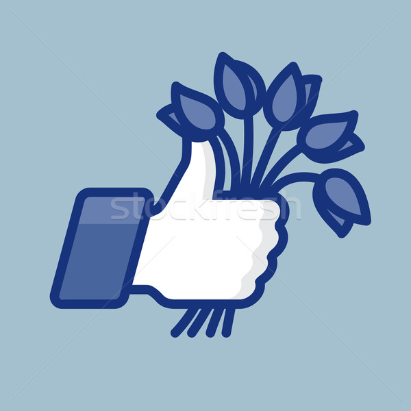 Stock photo: Like/Thumb Up simbol icon with bunch of flowers