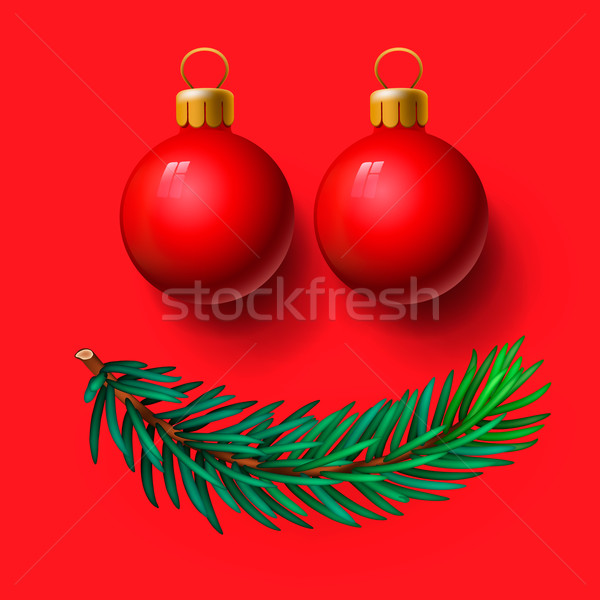 Red Christmas balls and fir twig Stock photo © ikopylov