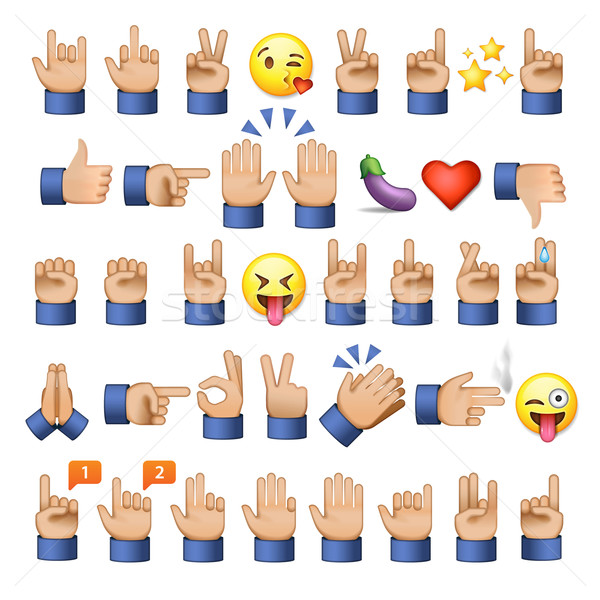Set of hands icons and symbols, emoji Stock photo © ikopylov
