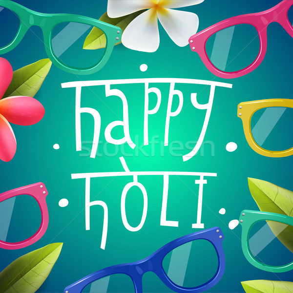Happy Holi poster of indian color festival, can be use party invitation, vector illustration. Stock photo © ikopylov