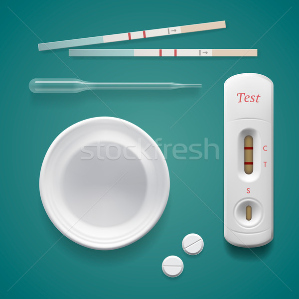 Pozytywny test ciążowy odizolowany turkus kobieta medycznych Zdjęcia stock © ikopylov