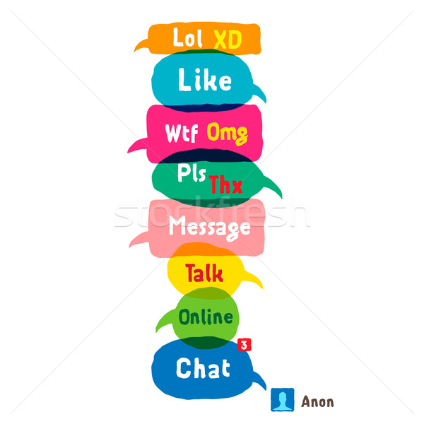 Stock photo: Most common used acronyms and abbreviations on speech bubbles