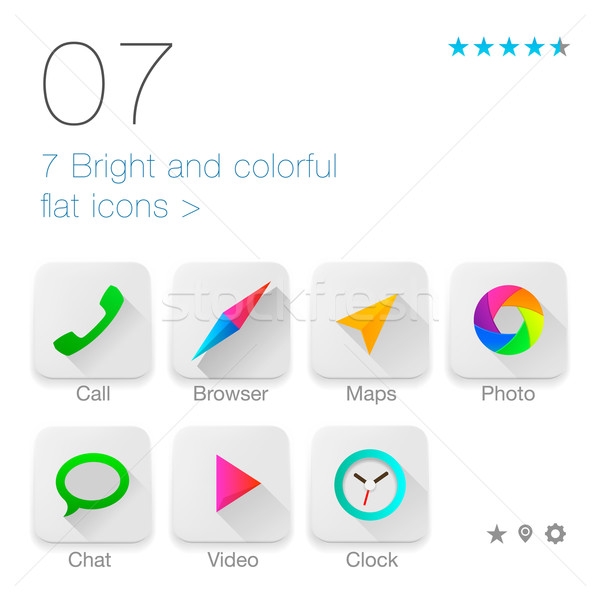 Colorful Flat icons set for Web and Mobile Application Stock photo © ikopylov