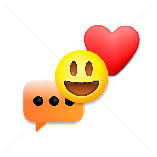 Valentines day emoticon icons, Love emoji symbols Stock photo © ikopylov