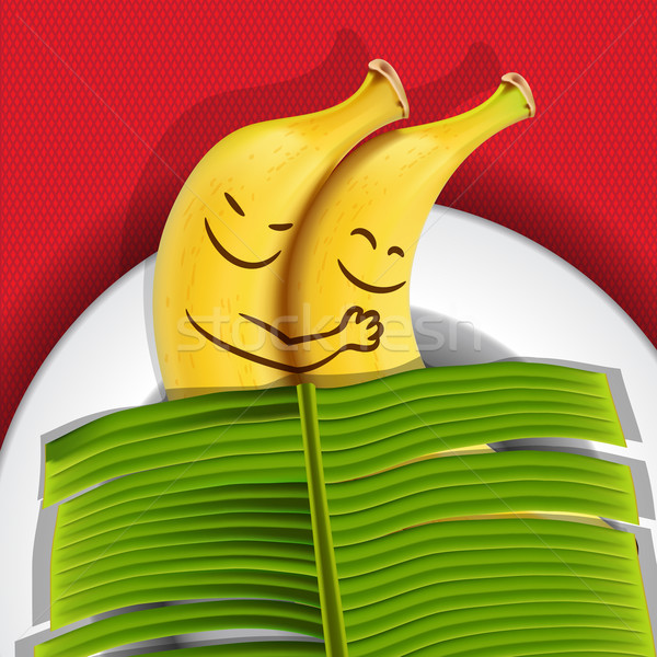 Funny sleeping bananas on a plate Stock photo © ikopylov