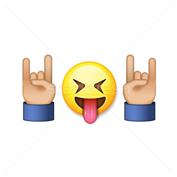 Rock and roll sign, smiling emoji icon Stock photo © ikopylov